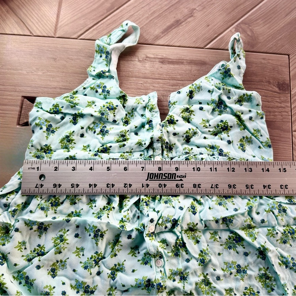 Abercrombie & Fitch Aqua Floral Babydoll Mini Dress/Tunic - Size Small ⭐🌼 - Picture 5 of 9